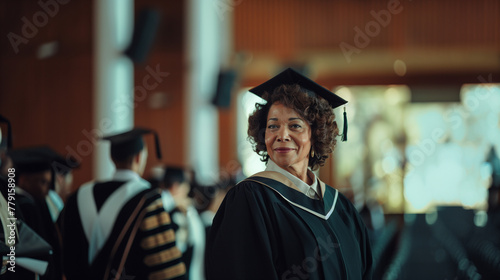 A mature black woman, decisive, authoritative, wise, in the position of university dean photo