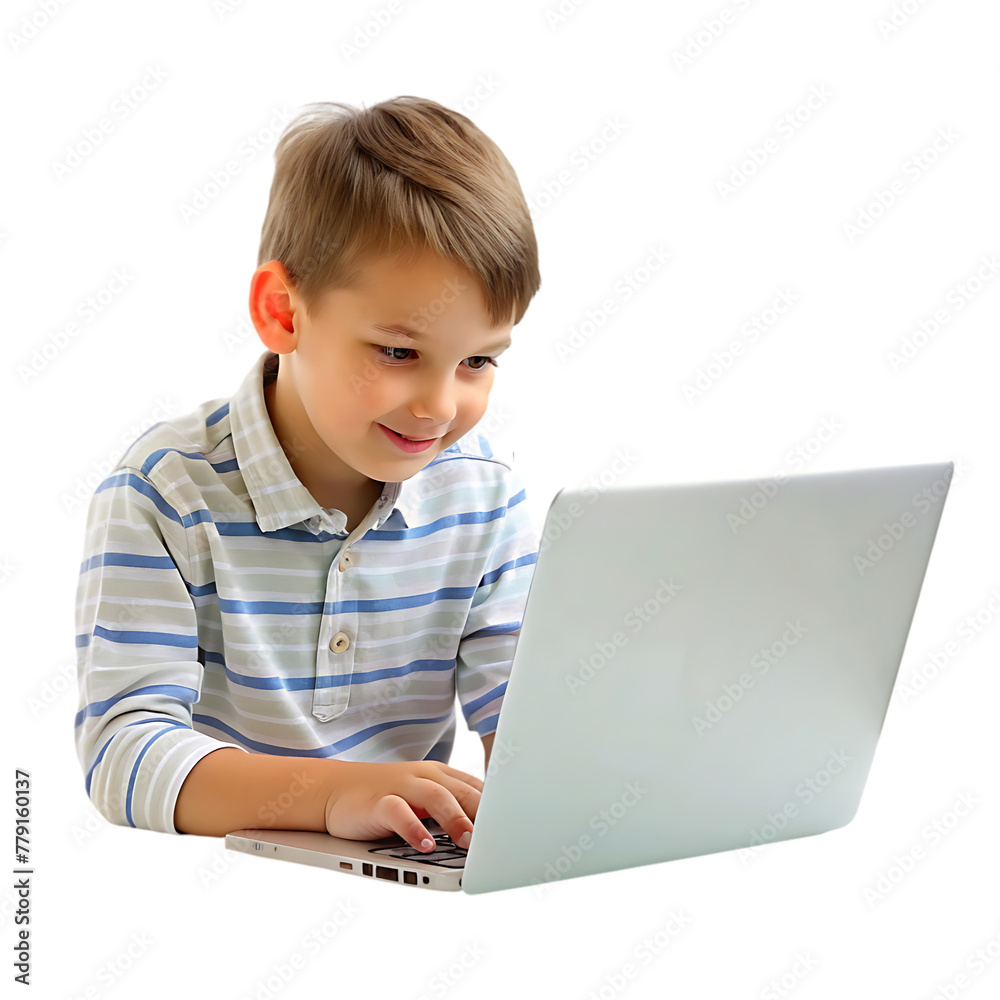 portrait of a cute little kid using laptop computer portrait of a cute little kid using laptop computer