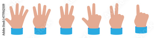 Hand set. Hand shows finger. Hand shows gesture. Vector illustration.