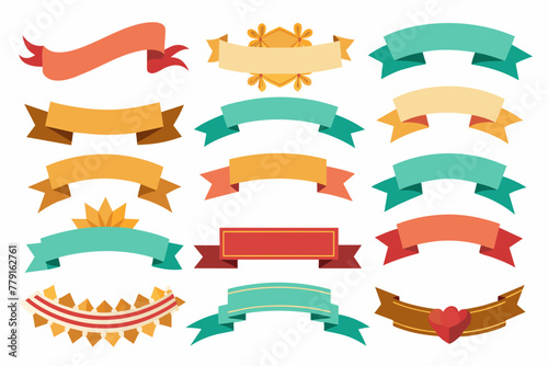 collection of different ribbon set vintage vector