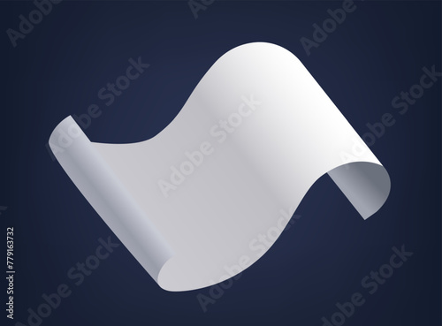 Falling White Paper Sheet Tumble Through The Air, Its Edges Sharp And Corners Curved, A Lively Swirl, Realistic 3d