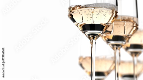 Champagne tower on white background AI generated