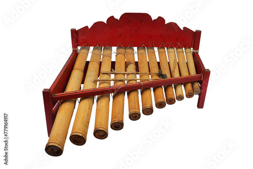 Rindik is a traditional musical instrument originating from Bali, Indonesia. This musical instrument is made from bamboo and arranged at a certain distance to produce a distinctive sound photo