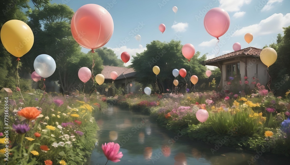 A Magical Garden Where Balloons Grow Like Flowers
