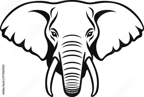 elephant head silhouette vector illustration, line art