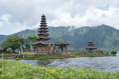 Ulun Danu Beratan is an iconic temple on Lake Beratan  Bali  Indonesia