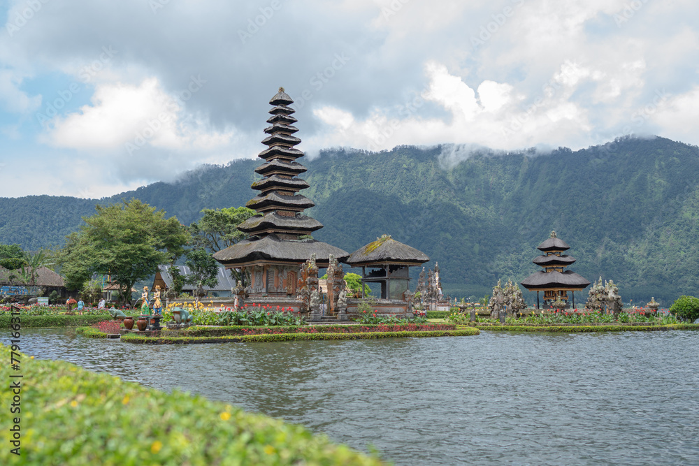 Ulun Danu Beratan is an iconic temple on Lake Beratan, Bali, Indonesia