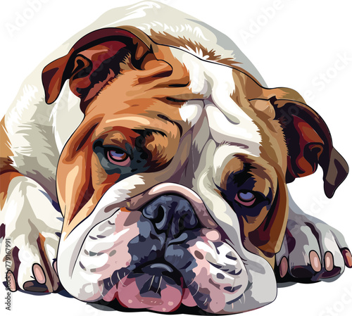 English bulldog cute art vector illustration
