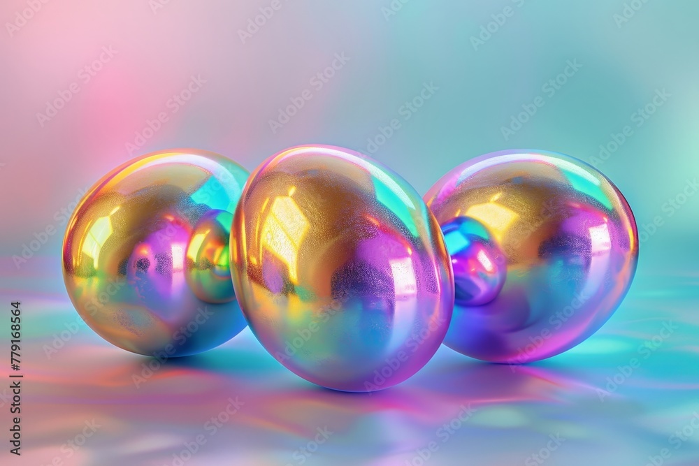 Holographic lustrous metallic duochrome Easter eggs. Holographic lustrous metallic duochrome Easter eggs.