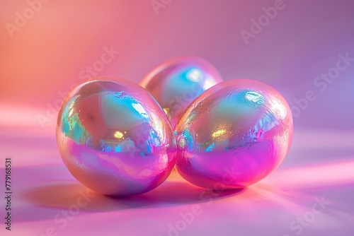 Holographic lustrous metallic duochrome Easter eggs. © bramthestocker