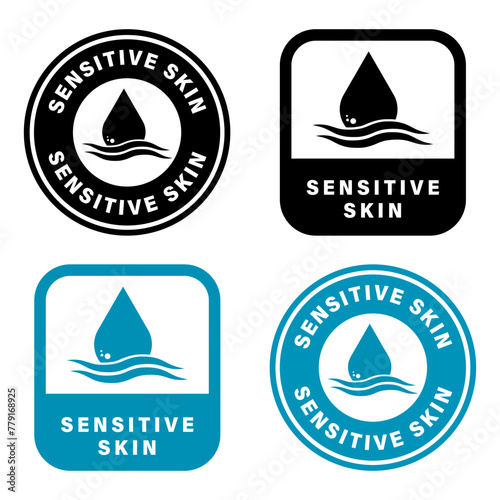 Sensitive skin vector labels for cosmetics product packaging.