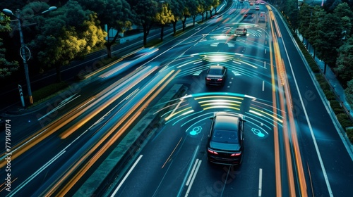 Autonomous Car Navigation at Dusk in Urban Traffic photo