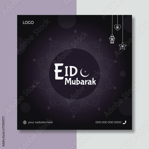 Creative Eid Mubarak social media post design template.