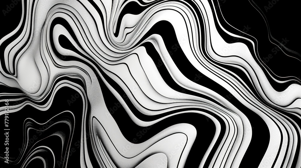 A monochromatic abstract background featuring dynamic wavy lines