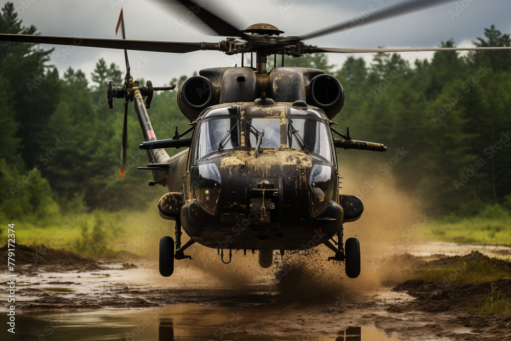 Combat helicopter in the sky. Air force recruitment. Air Force. Subjects related to war World War 3. Combat helicopter in the sky. Air force recruitment. Air Force. Subjects related to war World War 3.