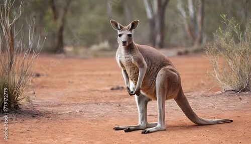 A Kangaroo With Its Eyes Scanning The Terrain