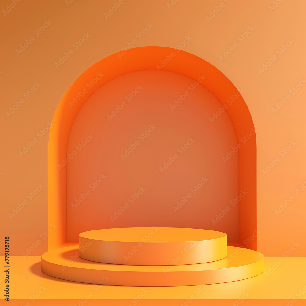 Blank advertising podium mockup in orange 3d. Minimalistic branding scene. Blank advertising podium mockup in orange 3d. Minimalistic branding scene.