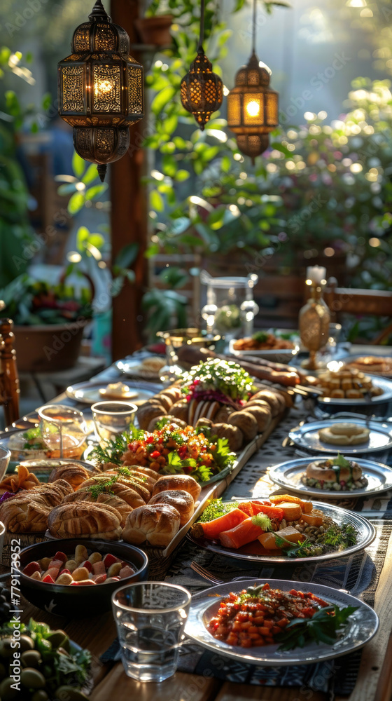 Food for celebrating the end of Ramadan and the holiday of breaking the fast in Islam and Iftar. Food for celebrating the end of Ramadan and the holiday of breaking the fast in Islam and Iftar.