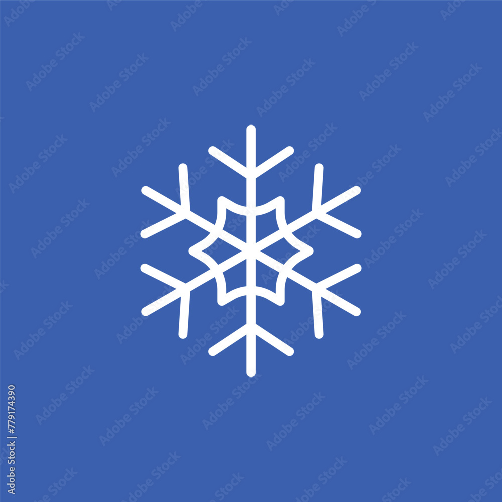 snowflake icon, on blue background. editable stroke. snowflake icon, on blue background. editable stroke.