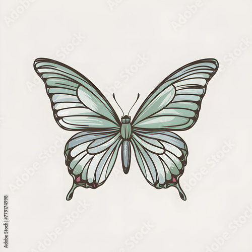 butterfly insect vector art line isolated doodle illustration