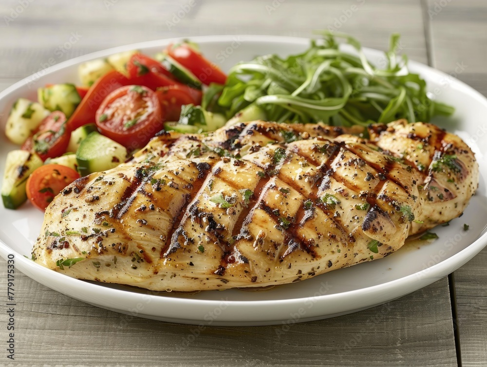 succulent flavor of seasoned chicken breast, bursting with savory goodness. Each tender and juicy bite is infused with a perfect blend of herbs and spices, 