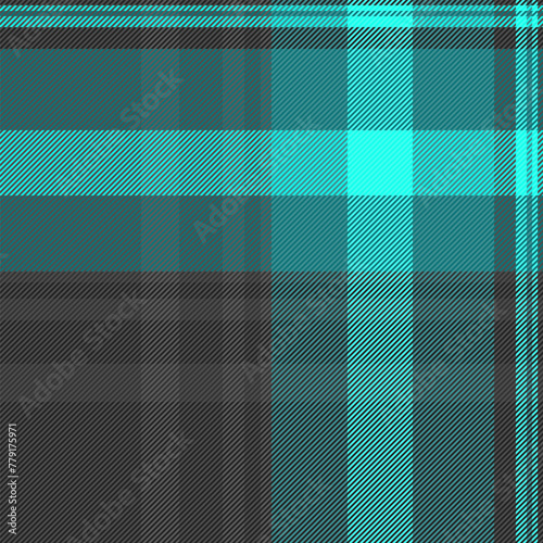 Pano texture tartan plaid, comfortable vector pattern fabric. Apartment background check seamless textile in grey and cyan colors.