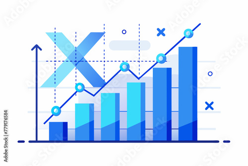 growth chart with x and y axes in blue tones vector illustration photo