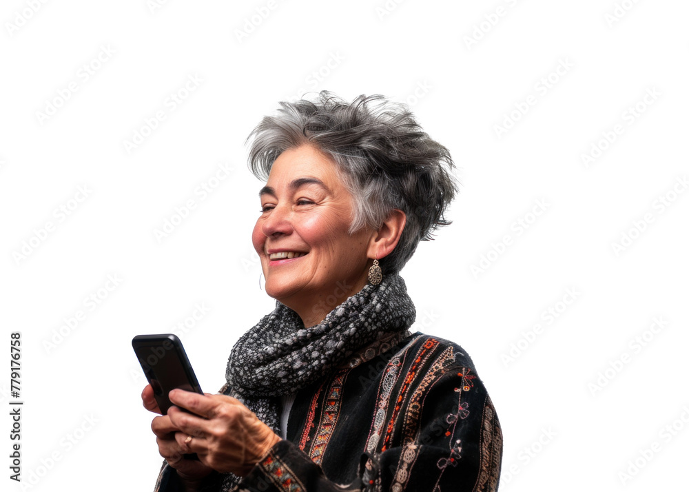 Smiling Older Woman with Smartphone Smiling Older Woman with Smartphone