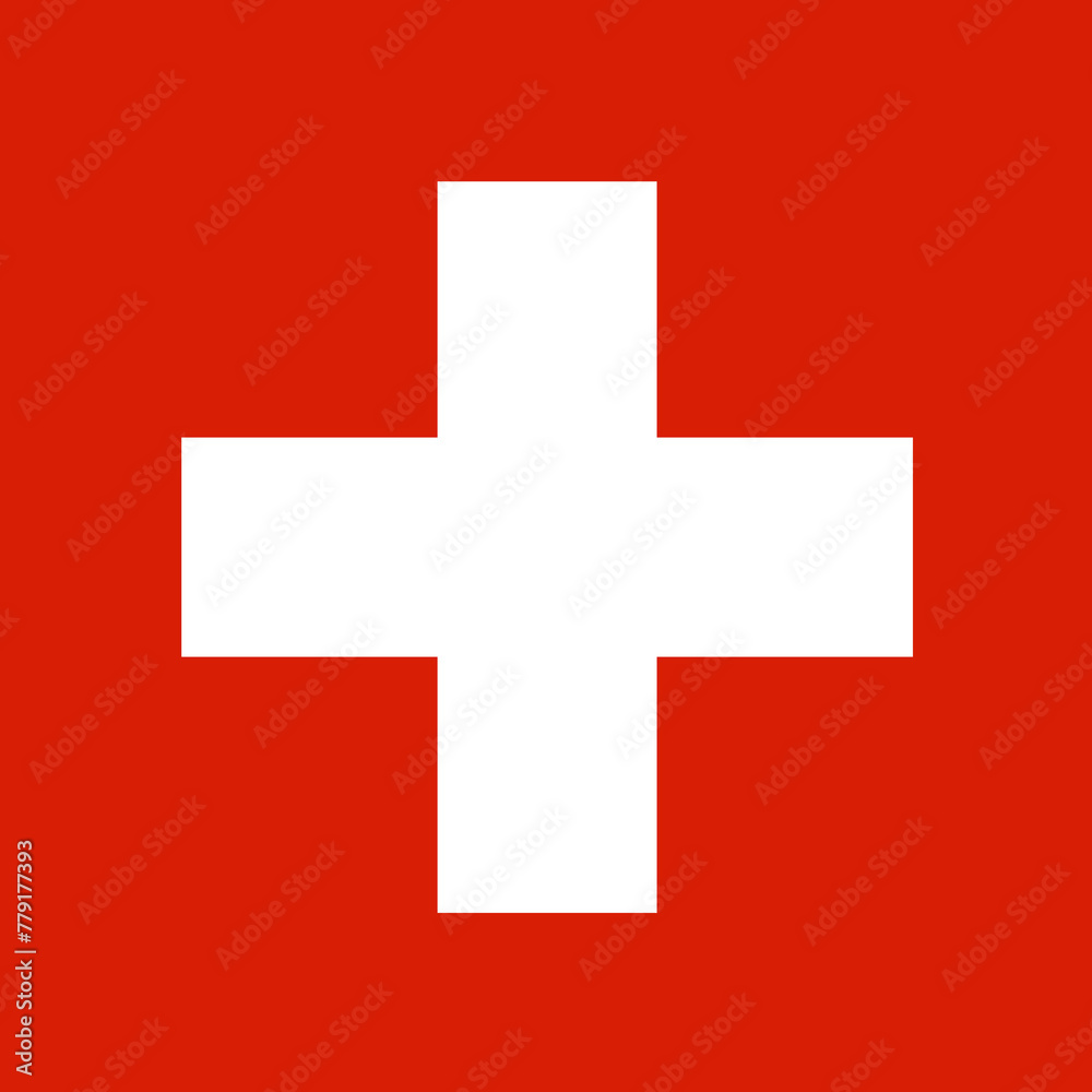 Flag of Switzerland. Swiss flag. European country Flag of Switzerland. Swiss flag. European country