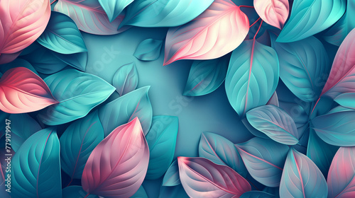 Wallpaper Mural Summer leaves pattern pastel tone - abstract background Torontodigital.ca