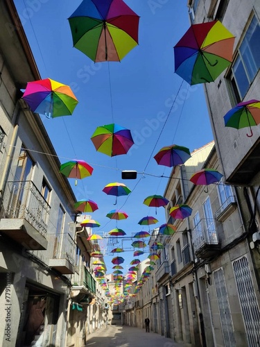 Paraguas de colores en Celanova, Galicia photo