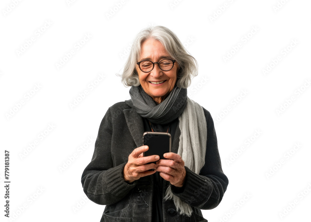 Senior Woman Using Smartphone Smiling Senior Woman Using Smartphone Smiling