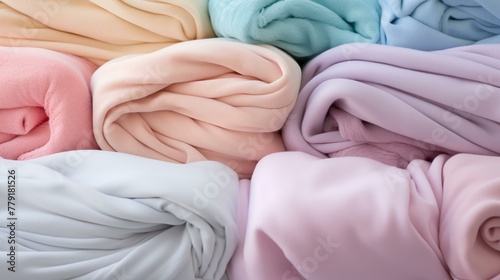 Pile of pastel colored fabric  silk  background  softness  textile  pink color