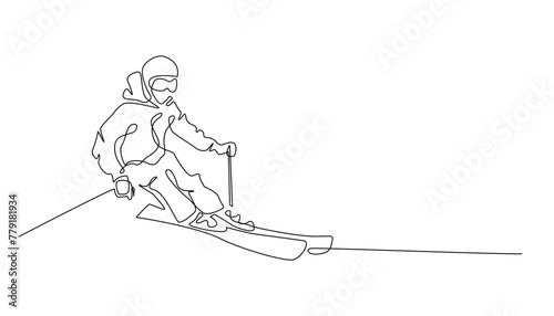 continuous line snowboarder.single line snowboard sport.holiday one line concept