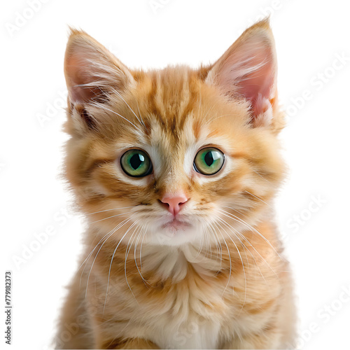 closeup shot of a fluffy ginger domestic cat looking directly