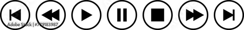 Media Player Buttons icon set, Play and pause buttons sign, Video Audio Player button symbol, vector illustration.