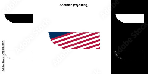 Sheridan County (Wyoming) outline map set photo