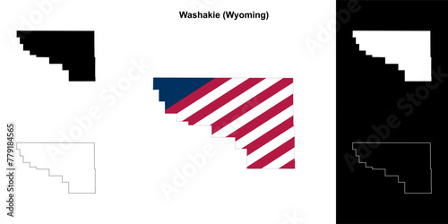 Washakie County (Wyoming) outline map set photo