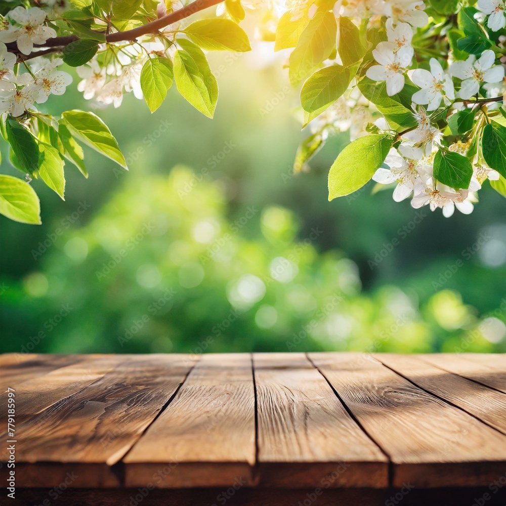 Botanical Bliss: Flowering Branches and Fresh Foliage Adorn an Outdoor Table in Spring