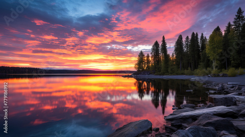 sunset over the river.