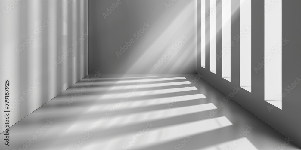 A simple, minimalist room with white walls and windows. Suitable for interior design concepts A simple, minimalist room with white walls and windows. Suitable for interior design concepts