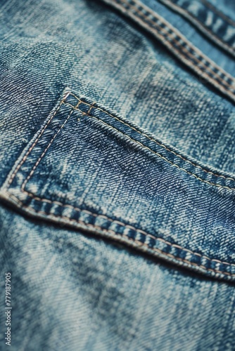 Detailed shot of blue jeans, versatile for various concepts