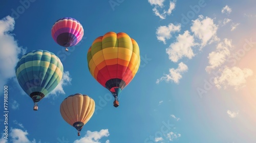 colorful hot air balloons on blue sky AI generated