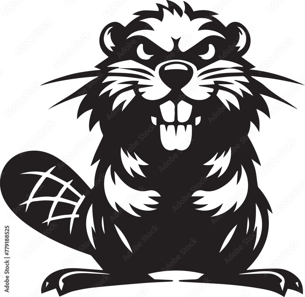 Obraz premium Angry Beaver Silhouette Design 