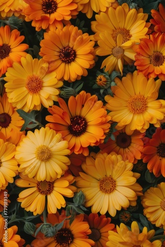 A close up of a bunch of yellow flowers  perfect for spring and nature themes