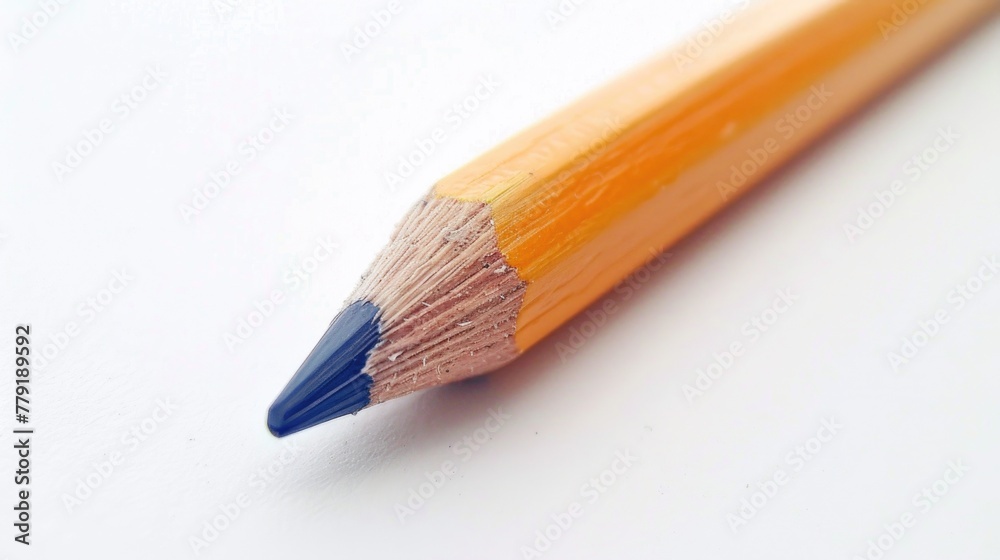 A detailed view of a pencil on a blank white background. Ideal for educational or office concepts