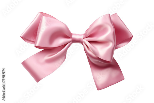 Delicate Pink Bow Adorning a Pure White Canvas. White or PNG Transparent Background.