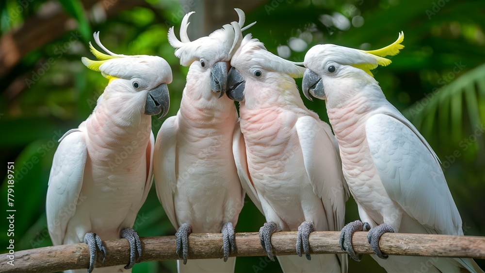 Naklejka premium Avian Amity: Feathered Friends in Harmonious Perch. Concept Bird Photography, Nature's Harmony, Feathered Companions