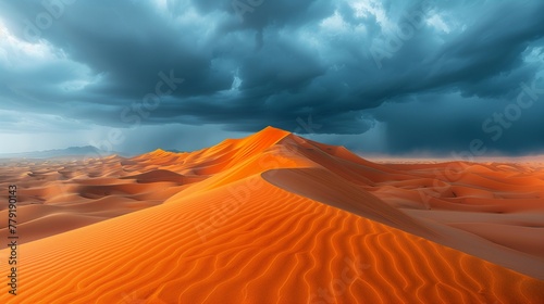 Contrasting Elements  Smooth Dunes and Stormy Clouds  generative ai