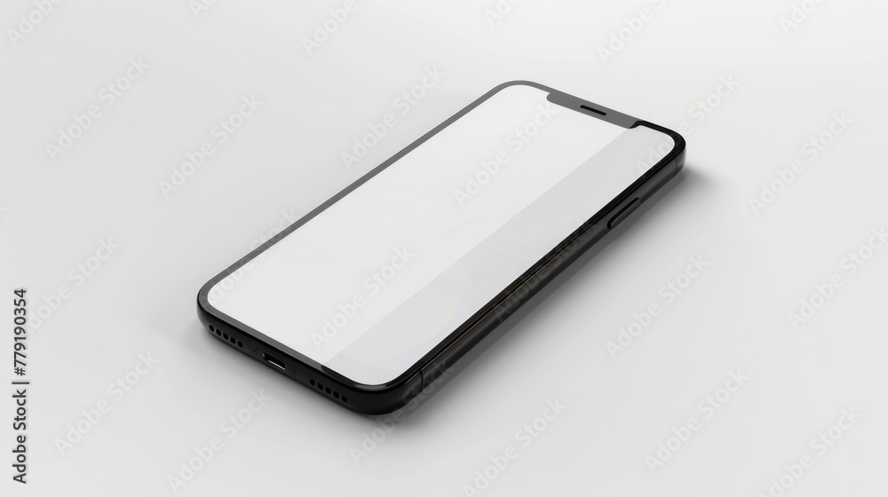 Black and white phone on a plain white background. Suitable for technology concepts